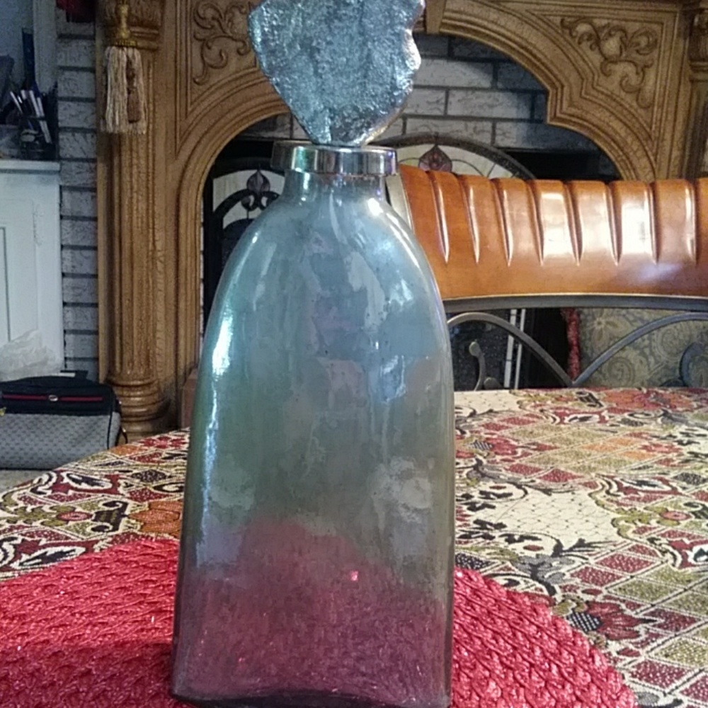 SALE Gray, silver, bottle decanter
